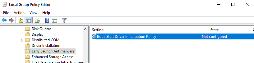 صورة لـ كيفية تكوين برنامج تشغيل Boot-Start لمكافحة البرامج الضارة في نظام التشغيل Windows 10 | win10-early-launch-drivers-open-policy-DzTechs