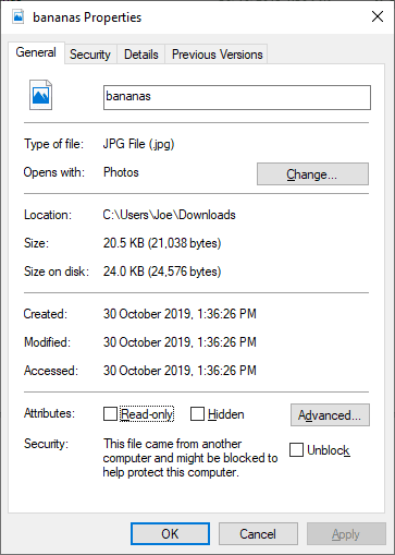 صورة لـ كيفية تغيير وإعادة تعيين واستبدال اقترانات الملفات في نظام التشغيل Windows 10 | windows-file-properties-min
