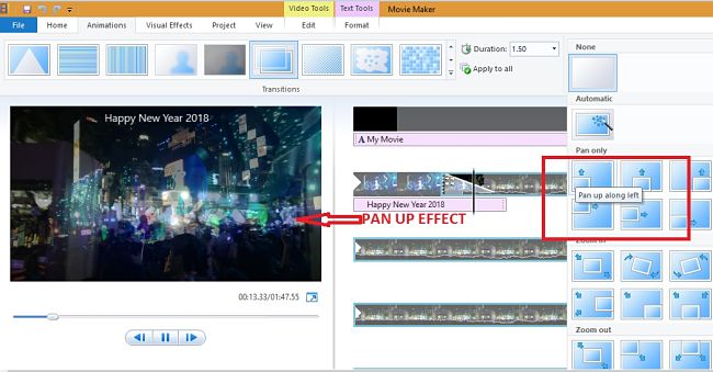 صورة لـ دليل المُبتدئين لاحتراف استخدام Windows Movie Maker | Movie-Maker-Pan-Up-Effect-Realized-DzTechs