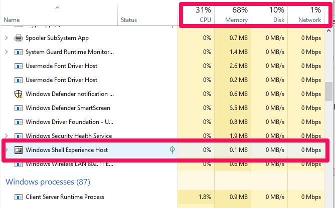 صورة لـ ما هو Windows Shell Experience Host ولماذا يستخدم الكثير من الذاكرة والتخزين؟ | Windows10-Windows-shell-eperience-host-taskbar-DzTechs