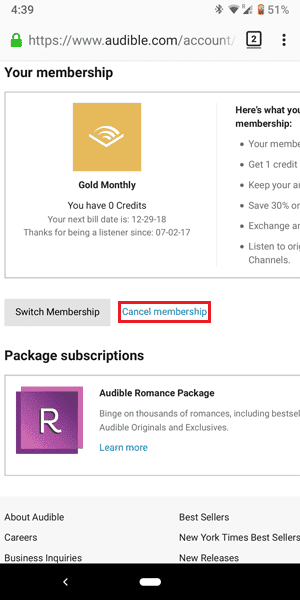 صورة لـ كيفية إلغاء الاشتراك في تطبيق Audible بسهولة | cancel-button-after-desktop-site-DzTechs