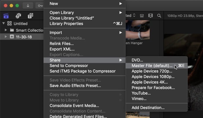 صورة لـ كيف تبدأ في استخدام تطبيق تعديل الفيديو الاحترافي Final Cut Pro | final-cut-pro-intro-export-command-DzTechs