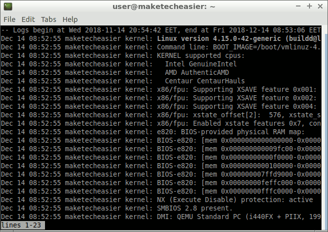 صورة لـ كيفية استخدام Journalctl لقراءة سجلات نظام Linux | journalctl-view-current-boot-DzTechs
