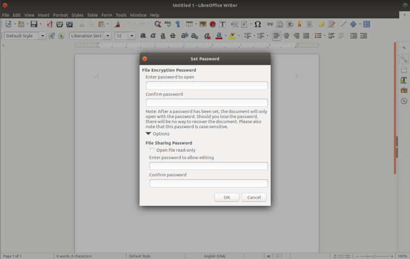 صورة لـ كيفية تشفير مُستنداتك باستخدام LibreOffice | libreoffice-password-options-DzTechs