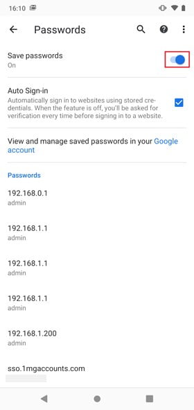 صورة لـ كيفية التحقق من كلمات السر المحفوظة في Chrome Mobile | toggle-3-DzTechs