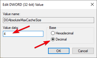 صورة لـ كيفية تحسين ذاكرة التخزين المؤقت لـ Delivery Optimization في نظام التشغيل Windows 10 | win10-delivery-optimization-set-max-size-value-data-DzTechs