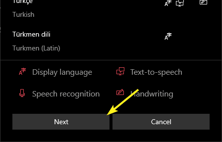 صورة لـ كيفية إضافة أو إزالة حزم اللغة لتغيير لغة العرض في Windows 10 | win10-language-packs-2-select-language-and-click-next-DzTechs