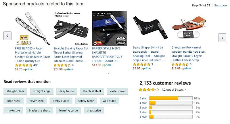 صورة لـ 5 من النصائح والحيل الذكية لتوفير المال على Amazon | Amazon-Sponsored-Products-Straight-Shavers-DzTechs