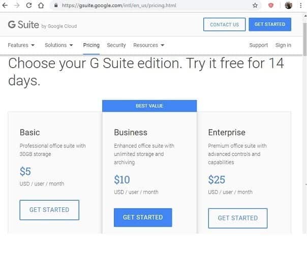 صورة لـ توصياتنا لأفضل مُزوِّدي خدمات استضافة البريد الإلكتروني لعام 2023 | GSuite-Price-Comparison-DzTechs