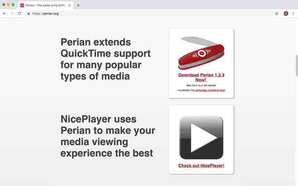 صورة لـ كيفية تشغيل ملفات MKV على الـ Mac | Perian-webpage-DzTechs