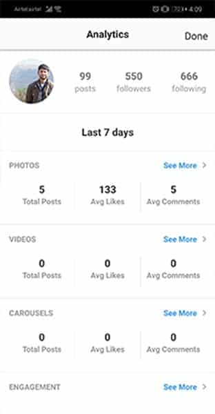 صورة لـ أفضل التطبيقات للتخطيط لخلاصة Instagram لنظام Android و iOS | Preview_basic_analytics-DzTechs