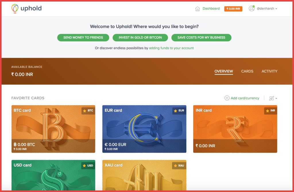 صورة لـ كسب إضافي، الحصول على Bitcoin بشكل مجاني من مدونتك وقناة YouTube مع متصفح Brave [مع الدليل] | Uphold-Dashboard-1024x669-DzTechs