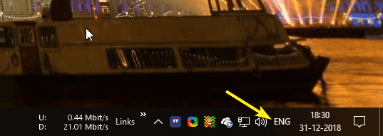 صورة لـ كيفية إظهار أو إخفاء مُؤشر الإدخال وشريط اللغة في نظام Windows 10 | input-indicator-win10-input-indicator-in-action-DzTechs