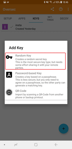 صورة لـ كيفية إرسال رسالة خاصة مشفرة على WhatsApp باستخدام Oversec | n9-generate-random-key-DzTechs
