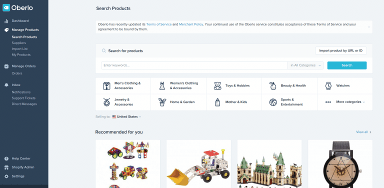 صورة لـ كيفية فتح متجر Shopify للدروبشبينغ في 6 خطوات سهلة مع Oberlo مجانا | word-image-806-e1542030377779-768x376-DzTechs