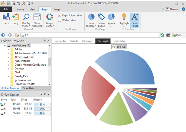 صورة لـ مُقارنة بين أفضل أدوات تحليل مساحة القرص لنظام Windows 10 | FolderSizes8_UI_new-DzTechs