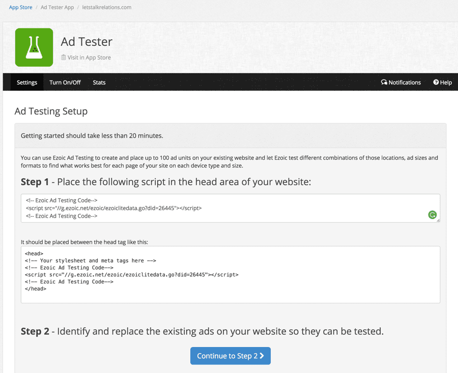 صورة لـ زيادة أرباح Google AdSense بواسطة Ezoic – دليل شامل في 2024 | Step1-Ezoic-Ad-Tester-DzTechs