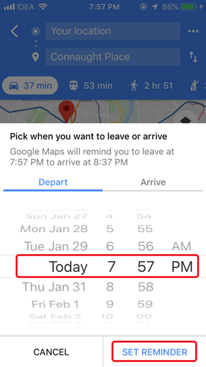 صورة لـ كيف تتنبأ بحركة المرور باستخدام “خرائط Google” على هاتف Android | set-remind-1-DzTechs