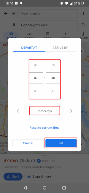 صورة لـ كيف تتنبأ بحركة المرور باستخدام “خرائط Google” على هاتف Android | set-time-DzTechs