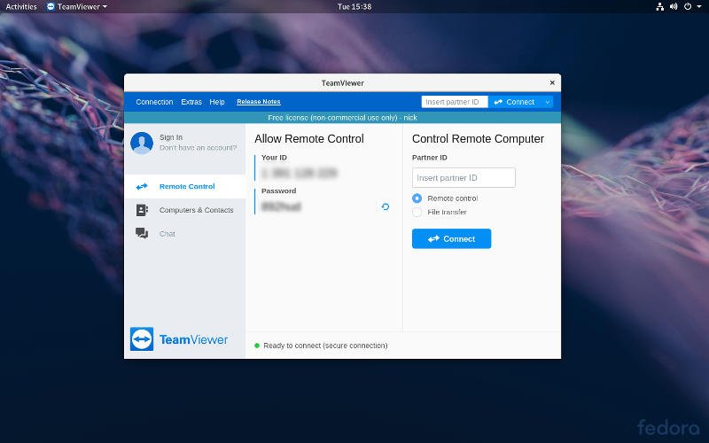 صورة لـ كيفية تثبيت واستخدام أداة Teamviewer على نظام Linux | teamviewer-fedora-xorg-DzTechs