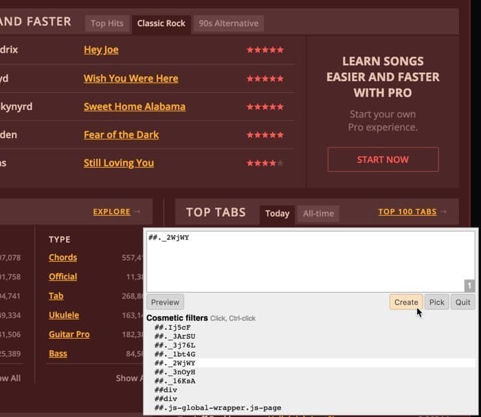 صورة لـ دليل المستخدم النهائي المميز لإضافة uBlock Origin لمنع محتويات الموقع | ublock-origin-create-element-picker-selection-4-DzTechs