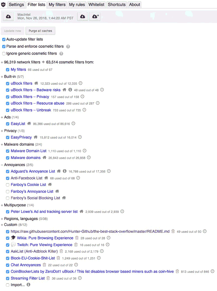 صورة لـ دليل المستخدم النهائي المميز لإضافة uBlock Origin لمنع محتويات الموقع | ublock-origin-custom-filter-list-settings-DzTechs