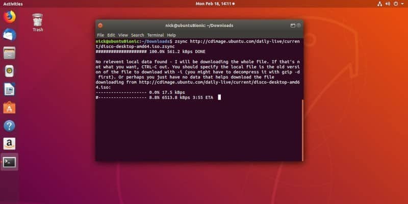 صورة لـ كيفية استخدام أداة Zsync لتحميل جزء من ملف في Linux | zsync-downloading-ubuntu