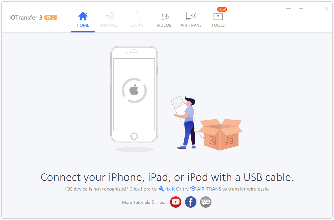 صورة لـ مراجعة IOTransfer 3 : أفضل برنامج لإدارة iPad / iPhone مع الكثير من الميزات | 1.+connect+device-DzTechs