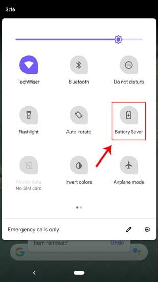 صورة لـ كيفية تمكين الوضع المظلم في نظام Android 10 | Battery_Saver_on_Drawer-DzTechs