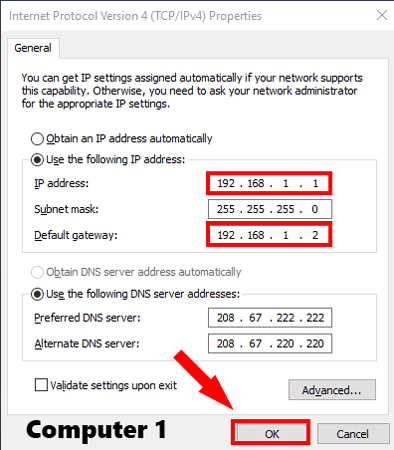 صورة لـ كيفية مشاركة الملفات بين جهازي كمبيوتر Windows باستخدام كابل LAN | Computer1_Settings-DzTechs