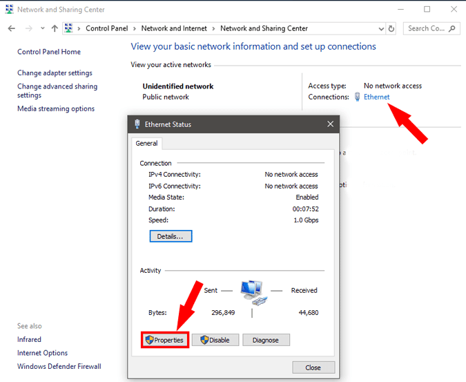 صورة لـ كيفية مشاركة الملفات بين جهازي كمبيوتر Windows باستخدام كابل LAN | Ethernet_Properties-DzTechs