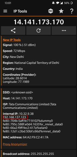 صورة لـ كيفية التحقق من عنوان IP الخاص بالكمبيوتر والهواتف الذكية | IPTools_ShowingIPAddress-DzTechs