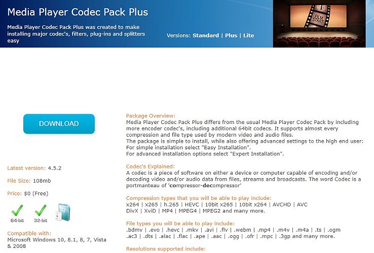صورة لـ كيفة تشغيل فيديو H.265 مع مشغل الوسائط المفضل لديك | Media-Player-Codec-Pack-Plus-DzTechs