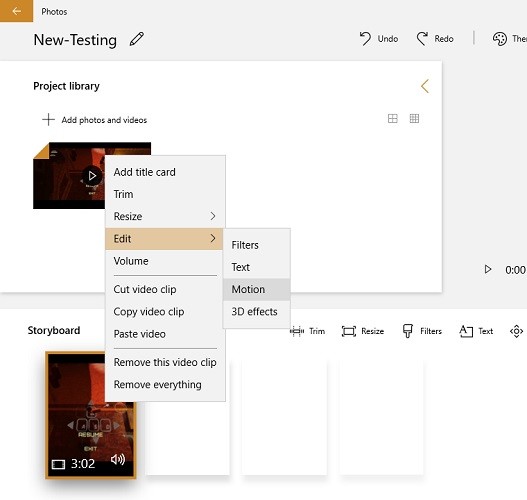 صورة لـ كيفية تعديل فيديوهاتك باستخدام تطبيق “صور Microsoft” | Right-Click-Selection-Storyboard-Photos-App-DzTechs