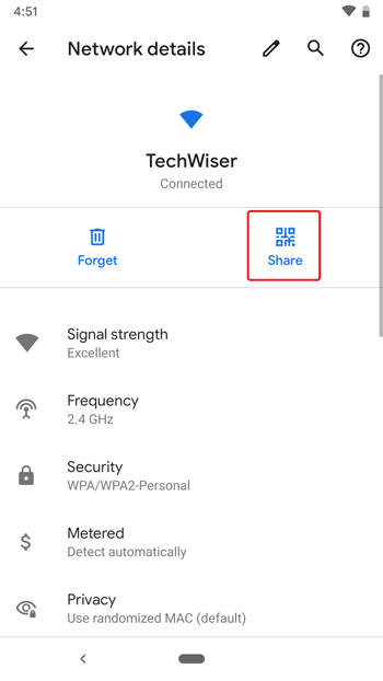 صورة لـ كيفية مشاركة شبكة WiFi الخاصة بك دون مشاركة كلمة المرور على Android 10 | Share-Wifi-button-DzTechs