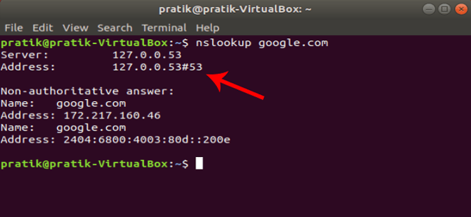 صورة لـ كيفية معرفة أي خادم DNS أقوم باستخدامه؟ | Ubuntu_NSlookup-1-DzTechs