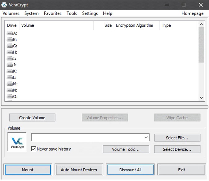 صورة لـ أفضل 10 تطبيقات لتشفير محركات أقراص USB لحماية مُحتواها | VeraCrypt_UI-DzTechs