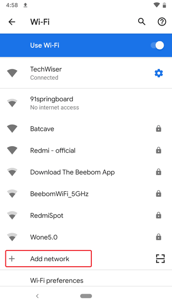 صورة لـ كيفية مشاركة شبكة WiFi الخاصة بك دون مشاركة كلمة المرور على Android 10 | add-network-DzTechs