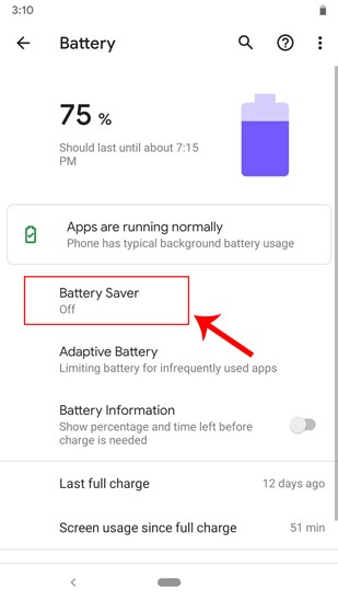 صورة لـ كيفية تمكين الوضع المظلم في نظام Android 10 | battery_settings-DzTechs