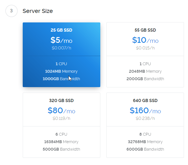 صورة لـ كيفية إعداد خادم VPN الخاص بك في السحاب لتشفير اتصالك | create-vpn-server-04-select-server-size-DzTechs