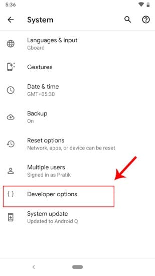 صورة لـ كيفية تغيير نمط الخط وشكل الأيقونات في Android 10 | developer_option_tap-DzTechs