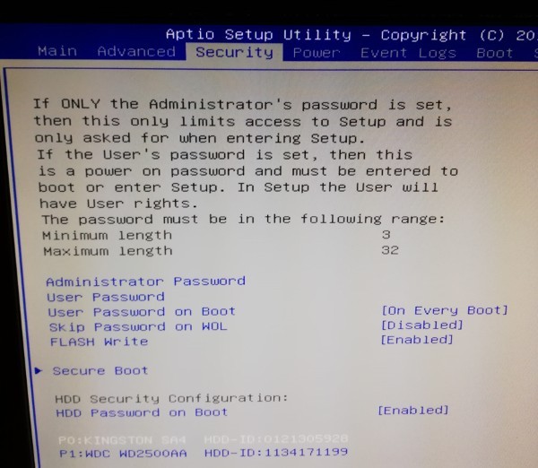 صورة لـ كيفية حماية الأقراص الصلبة الخاصة بك بكلمة سر من BIOS / UEFI | disk-lock-uefi-security-menu-DzTechs
