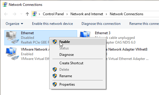 صورة لـ 14 طريقة لحل خطأ عدم استجابة ملقم DNS في Windows 10 | fix-dns-server-not-responding-10-enable-adapter-DzTechs