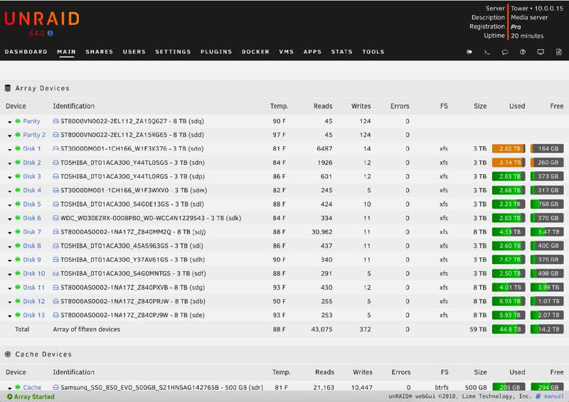 صورة لـ مُقارنة بين FreeNAS و Unraid: أيهما أفضل لاحتياجات التخزين الخاصة بك؟ | freenas-vs-unraid-unraid-screenshot-DzTechs
