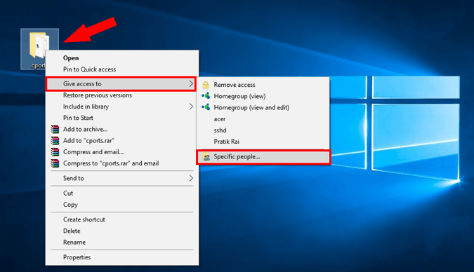 صورة لـ كيفية مشاركة الملفات بين جهازي كمبيوتر Windows باستخدام كابل LAN | giveAccess_RightClickOption-DzTechs