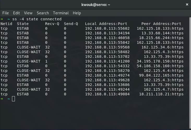 صورة لـ كيفية استخدام الأمر ss لمراقبة اتصالات الشبكة في نظام Linux | how-to-use-ss-command-ipv4-DzTechs