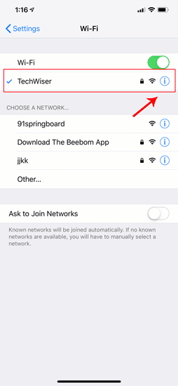 صورة لـ كيفية تعيين عنوان IP ثابت على أنظمة التشغيل المختلفة للأجهزة الخاصة بك | i_button_ios_wifi-DzTechs