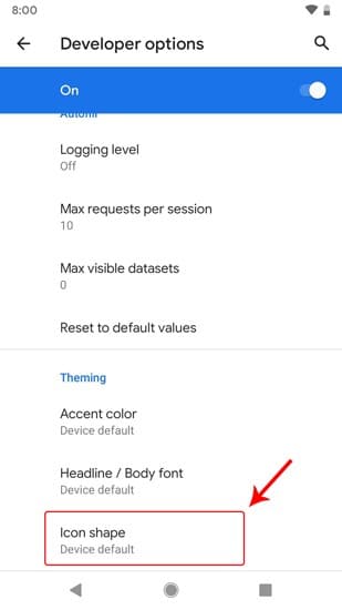 صورة لـ كيفية تغيير نمط الخط وشكل الأيقونات في Android 10 | icon_shape_option-DzTechs