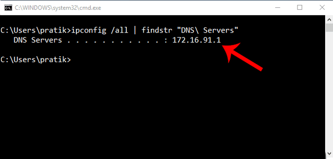 صورة لـ كيفية معرفة أي خادم DNS أقوم باستخدامه؟ | ipconfig_command-DzTechs