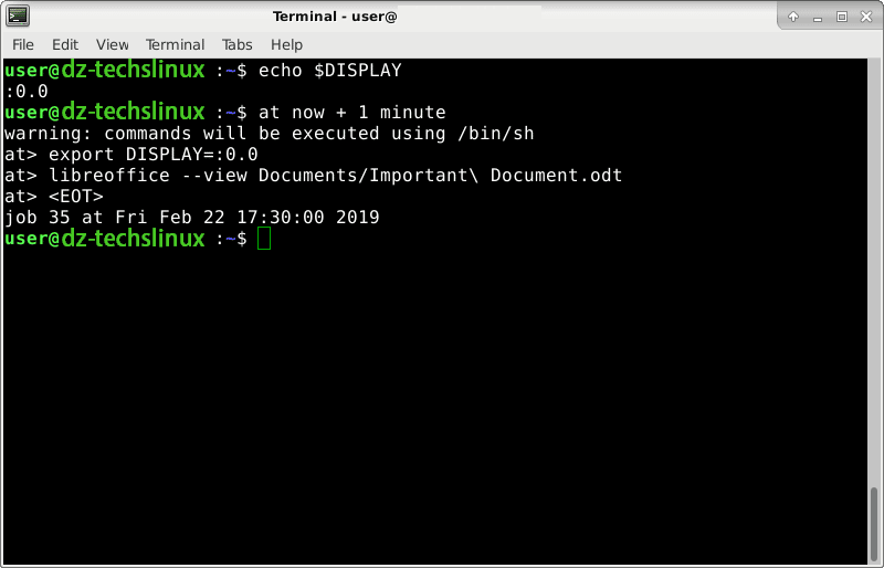 صورة لـ كيفية جدولة الأوامر في Linux باستخدام الأداة المساعدة “at” | linux-at-graphical-app-DzTechs